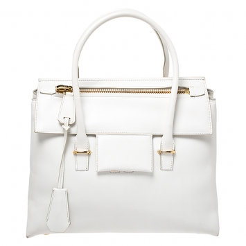 Pre Owned Tom White Leather Large TF Icon Satchel 