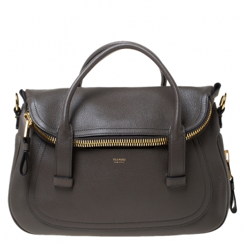 Pre Owned Tom Ford Taupe Leather Jennifer Warm Satchel  