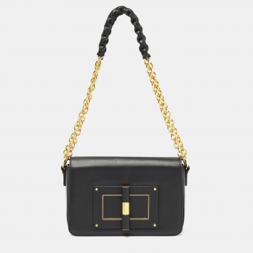Pre Owned Tom Ford Black Leather Small Natalia Shoulder Bag