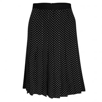 Pre Owned Tory Burch Monochrome Polka Dot Pleated Silk Erica Skirt L