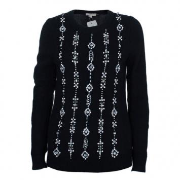 Pre Owned Tory Burch Etta Embellished Knit Sweater M