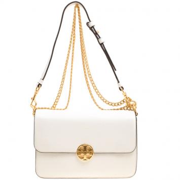 Pre Owned Tory Burch Ivory Leather Chelsea Shoulder Bag