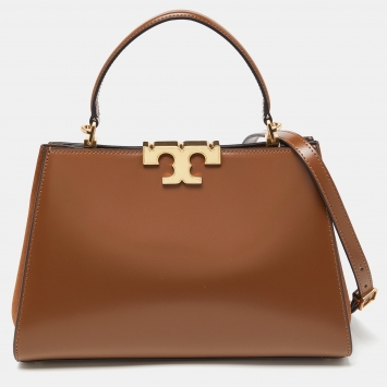 Pre Owned Tory Burch Tan Leather Eleanor Top Handle Bag
