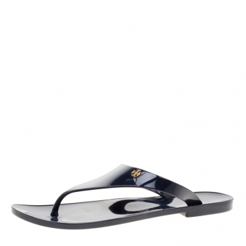 Pre Owned Tory Burch Blue Rubber Speer Flat Thong Sandals Size 36