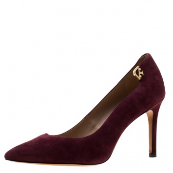 Pre Owned Tory Burch Burgundy Suede Elizabeth Pointed Toe Pumps Size 37