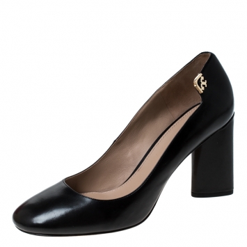 Pre Owned Tory Burch Black Leather Elizabeth Pumps Size 40