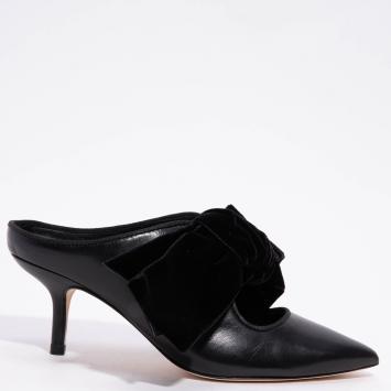 Pre Owned Tory Burch Black Leather Clara 65mm Mules Size EU 38.5