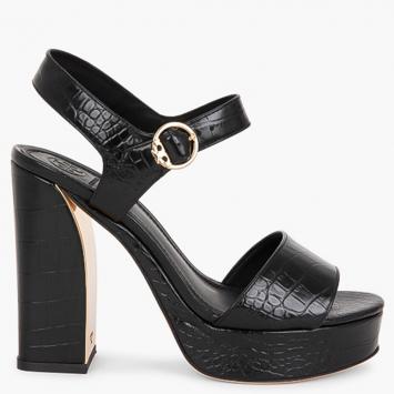 Pre Owned Tory Burch Black Leather Martine Platform Sandals Size EU 38