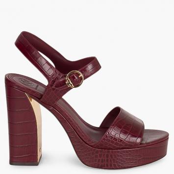 Pre Owned Tory Burch Red Leather Martine Platform Sandals Size EU 38