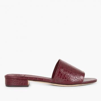 Pre Owned Tory Burch Red Leather Martine Slide-C Sandals Size EU 37.5