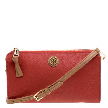 Pre Owned Tory Burch Red Leather Crossbody Bag