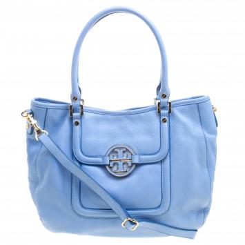 Pre Owned Tory Burch Light Blue Leather Amanda Hobo