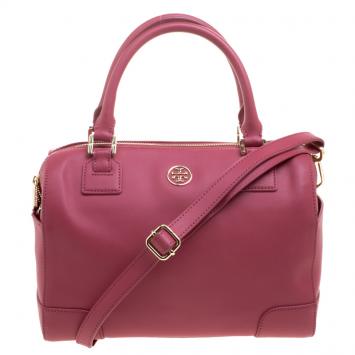 Pre Owned Tory Burch Pink Leather Robinson Middy Satchel