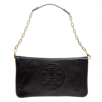 Pre Owned Tory Burch Black Leather Reva Shoulder Bag