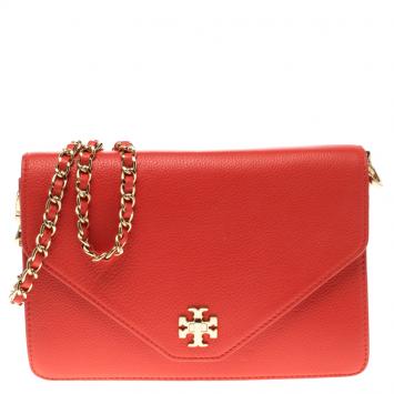 Pre Owned Tory Burch Red Leather Mercer Shoulder Bag