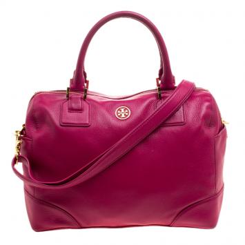 Pre Owned Tory Burch Pink Leather Robinson Middy Satchel