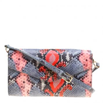 Pre Owned Tory Burch Multicolor Python Embossed Leather Crossbody Bag