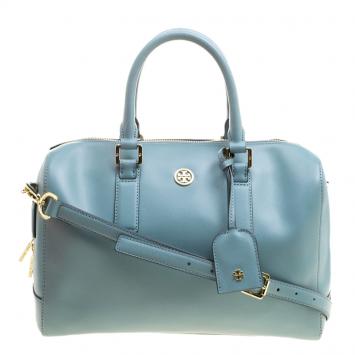 Pre Owned Tory Burch Turkish Blue Leather Robinson Middy Satchel