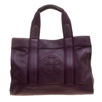 Pre Owned Tory Burch Purple Leather Tote