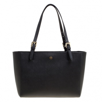 Pre Owned Tory Burch Black Leather Medium York Buckle Tote