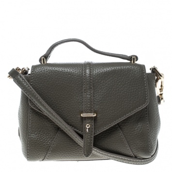 Pre Owned Tory Burch Khaki Leather Crossbody Bag