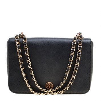 Pre Owned Tory Burch Black Leather Robinson Shoulder Bag