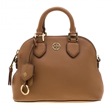 Pre Owned Tory Burch Brown Leather Mini Robinson Dome Satchel