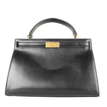 Pre Owned Tory Burch Black Leather Lee Radziwill Satchel 