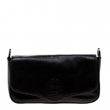 Pre Owned Tory Burch Black Leather Mini Flap Crossbody Bag