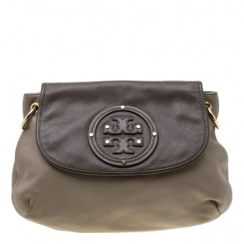 Pre Owned Tory Burch Grey/Brown Leather Shoulder Bag