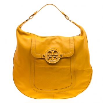 Pre Owned Tory Burch Mustard Leather Amanda  Flat Hobo