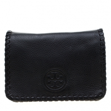 Pre Owned Tory Burch Black Leather Marion Combo Crossbody Bag