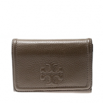 Pre Owned Tory Burch Beige Leather Tri Fold Wallet