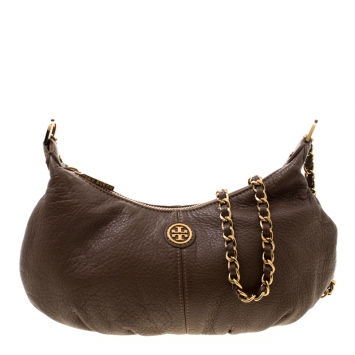 Pre Owned Tory Burch Brown Leather Crossbody Bag