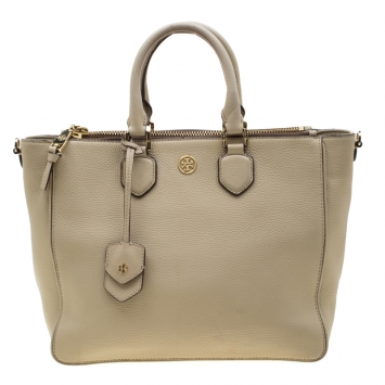 Pre Owned Tory Burch Beige Leather Tote