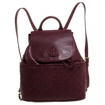 Pre Owned Tory Burch Burgundy Leather Talor Backpack