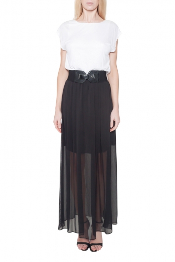 Pre Owned Alice + Olivia Bicolor Plisse Skirt Cut Out Back Detail Maxi Dress S