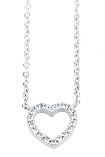 Pre Owned Tiffany & Co. Metro Diamond Heart 18k White Gold Pendant Necklace
