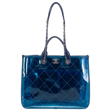 Pre Owned Chanel Blue PVC and Leather Coco Splash Tote
