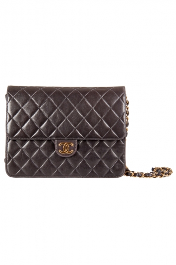 Pre Owned Chanel Black Quilted Leather Small Vintage Classic Single Flap Bag