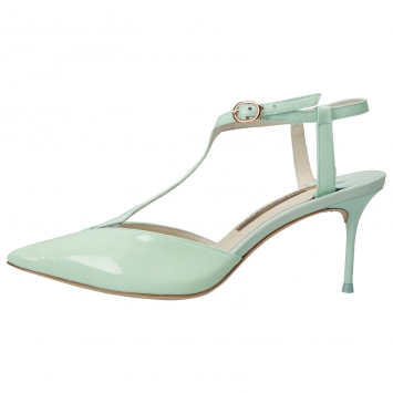 Pre Owned Sophia Webster Green Patent Leather Spearmint T Strap Pointed Toe Sandals Size 37