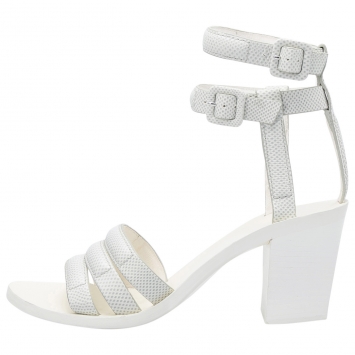 Pre Owned Alexander Wang White Lizard Embossed Leather Ankle Strap Sandals Size 36.5