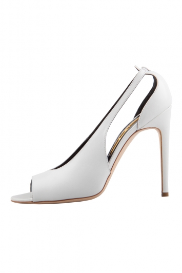 Pre Owned Rupert Sanderson White Leather Peep Toe Cut Out Pumps Size 38.5