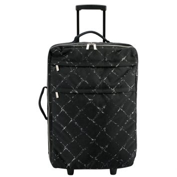 Pre Owned Chanel Black Nylon Old Travel Line Rolling Suitcase
