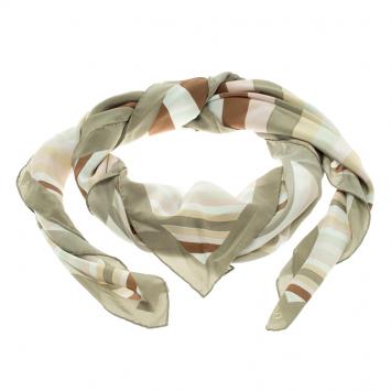 Pre Owned Valentino Native Couture Pastel Striped Diamond Print Silk Square Scarf