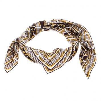 Pre Owned Valentino Multicolor Tribal Jaguar Printed Silk Square Scarf