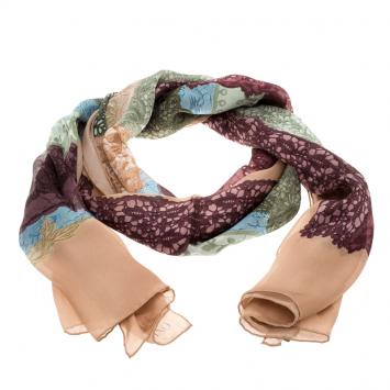 Pre Owned Valentino Multicolor Lace Print Silk Pizzo Patch Stole