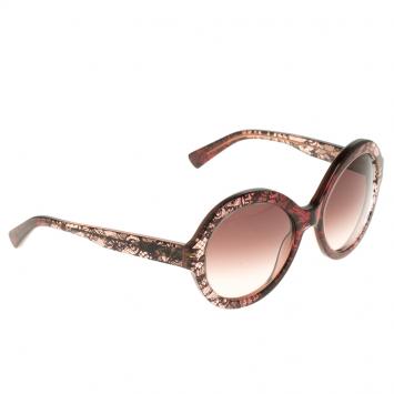 Pre Owned Valentino Brown V668S Round Sunglasses
