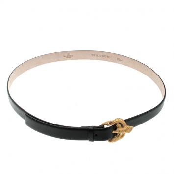 Pre Owned Valentino Black Leather Snake Buckle Belt 85 CM