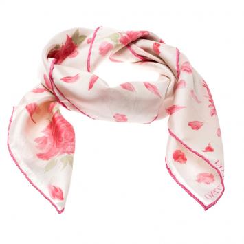 Pre Owned Valentino Almond Rose Re-Edition Printed Silk Square Scarf